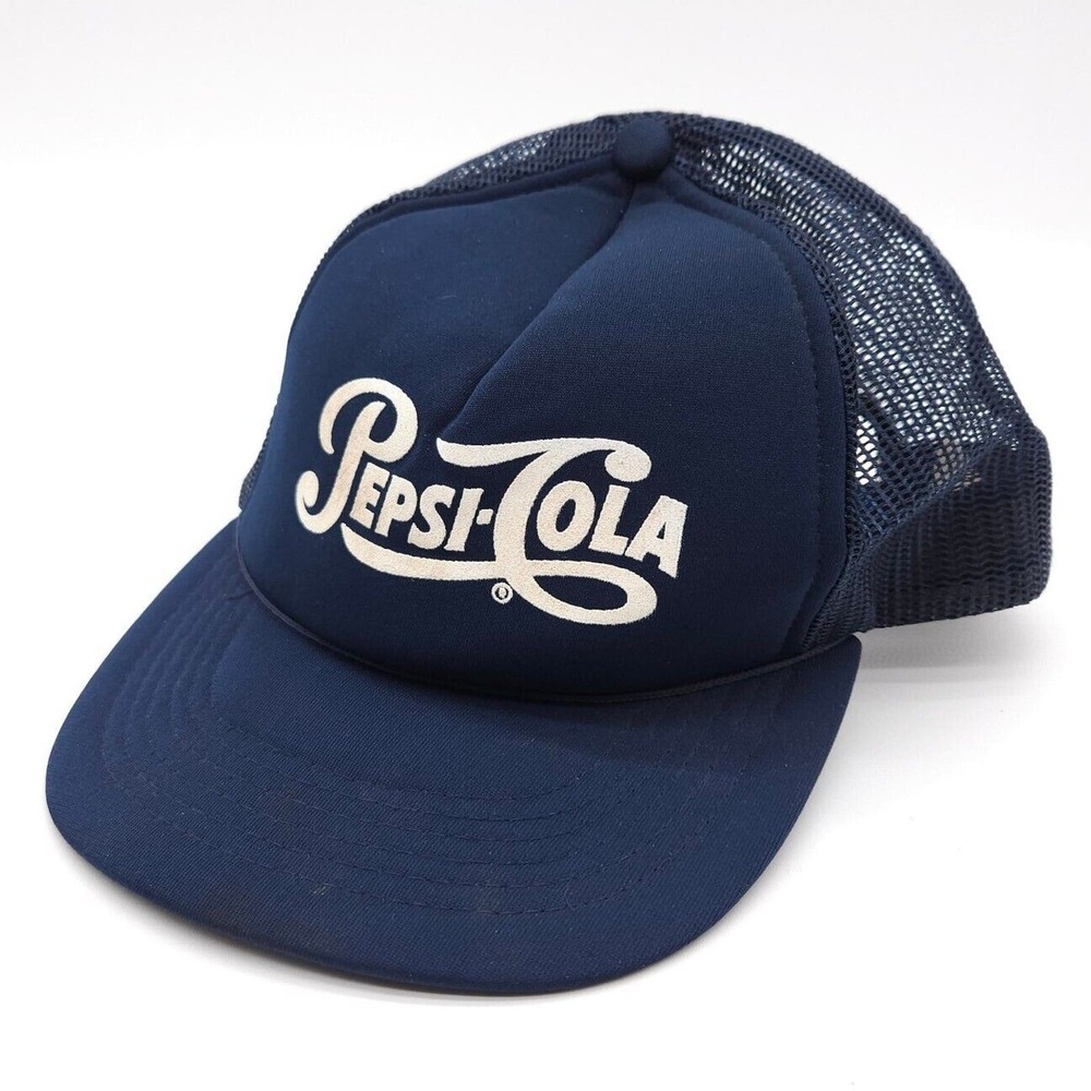 Vintage PEPSI Snapback Mesh Trucker Rope Hat Foam Blue White Ball Cap Showcase